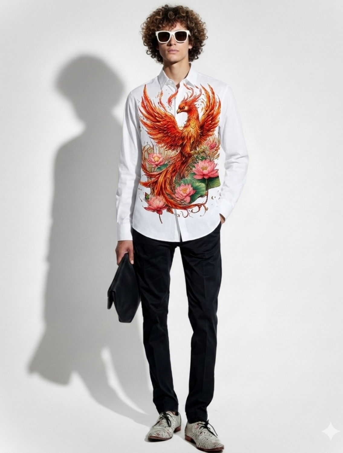 Falcon White Engineered Printed Shirt