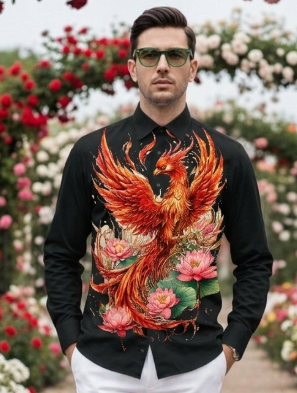 Falcon Black Engineered Printed Shirt