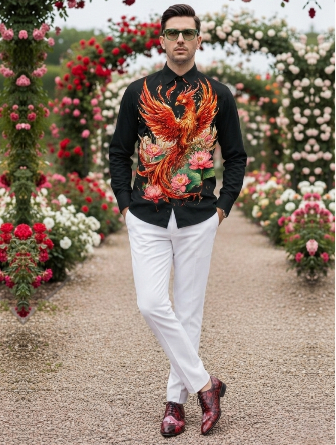 Falcon Black Engineered Printed Shirt