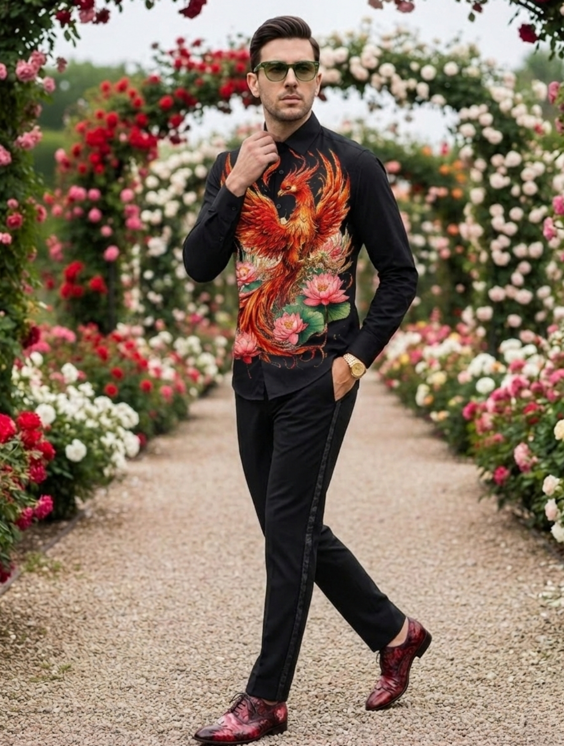 Falcon Black Engineered Printed Shirt