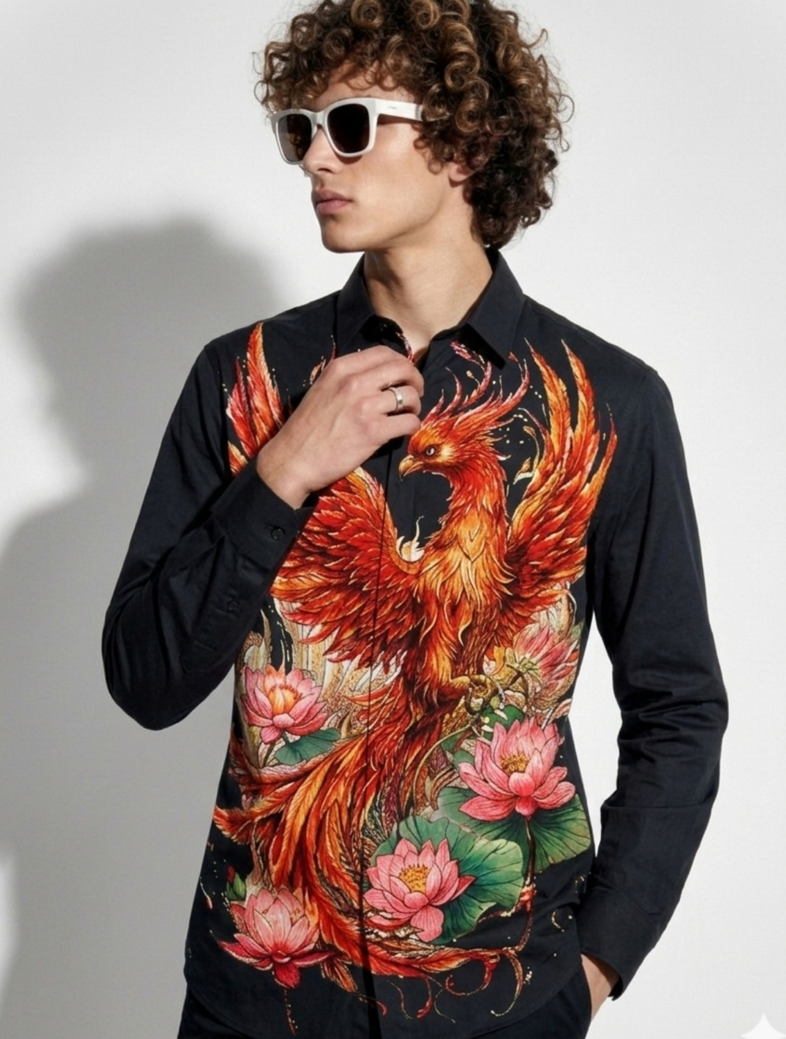 Falcon Black Engineered Printed Shirt