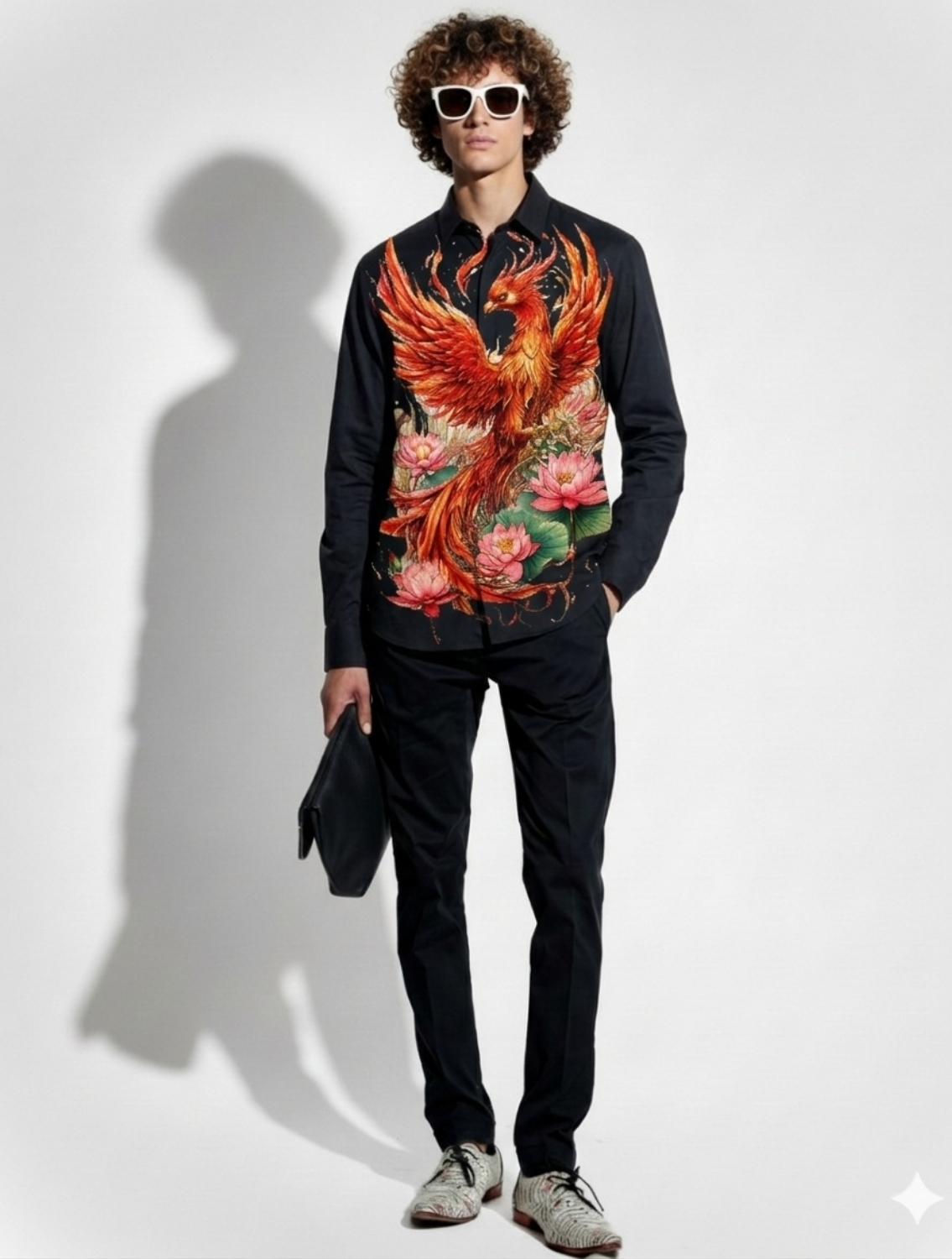 Falcon Black Engineered Printed Shirt