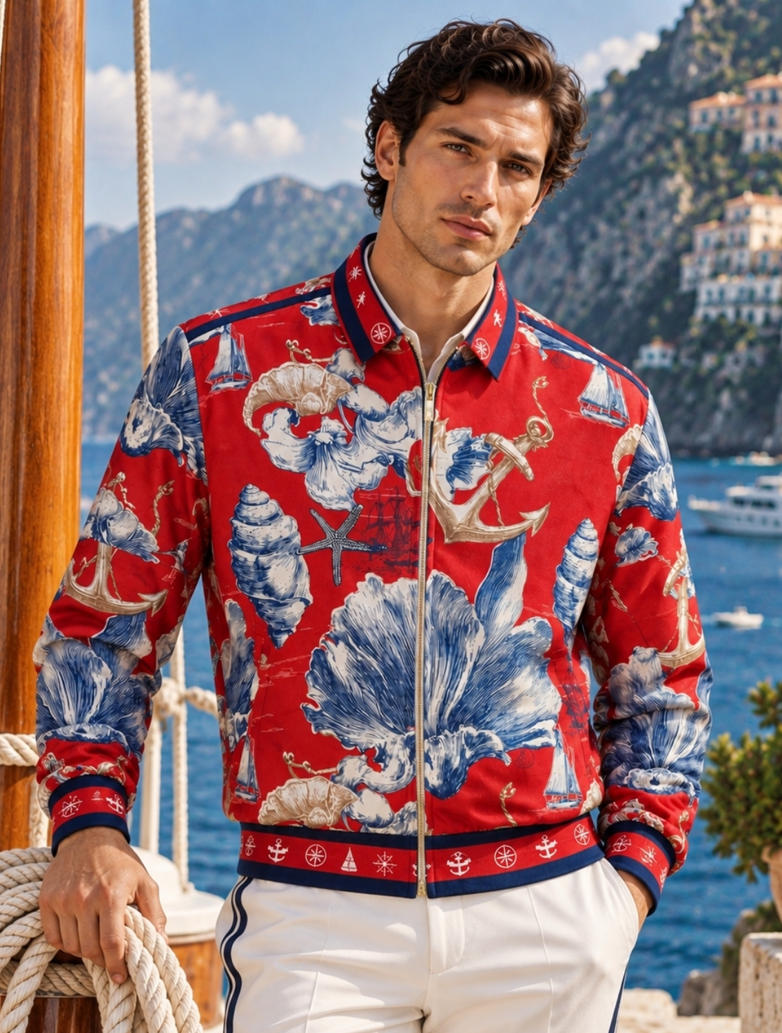 Oceanic Printed Bomber Jacket