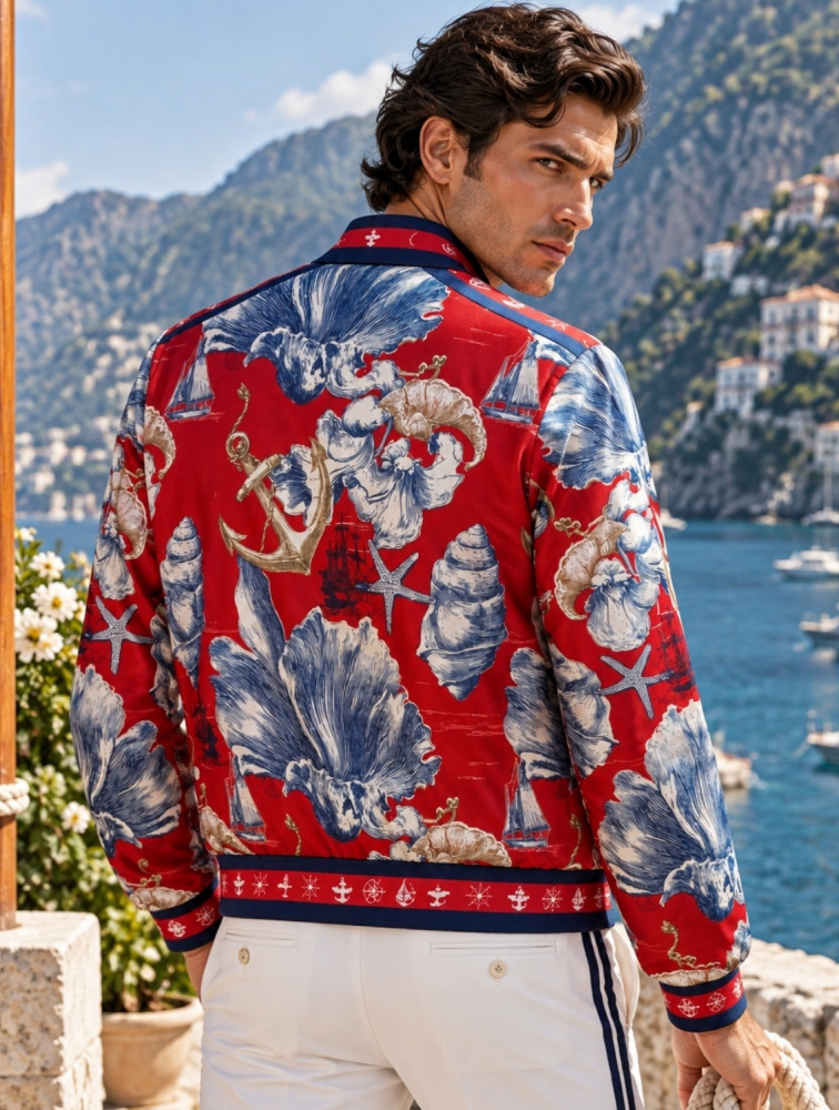 Image of Oceanic Printed Bomber Jacket