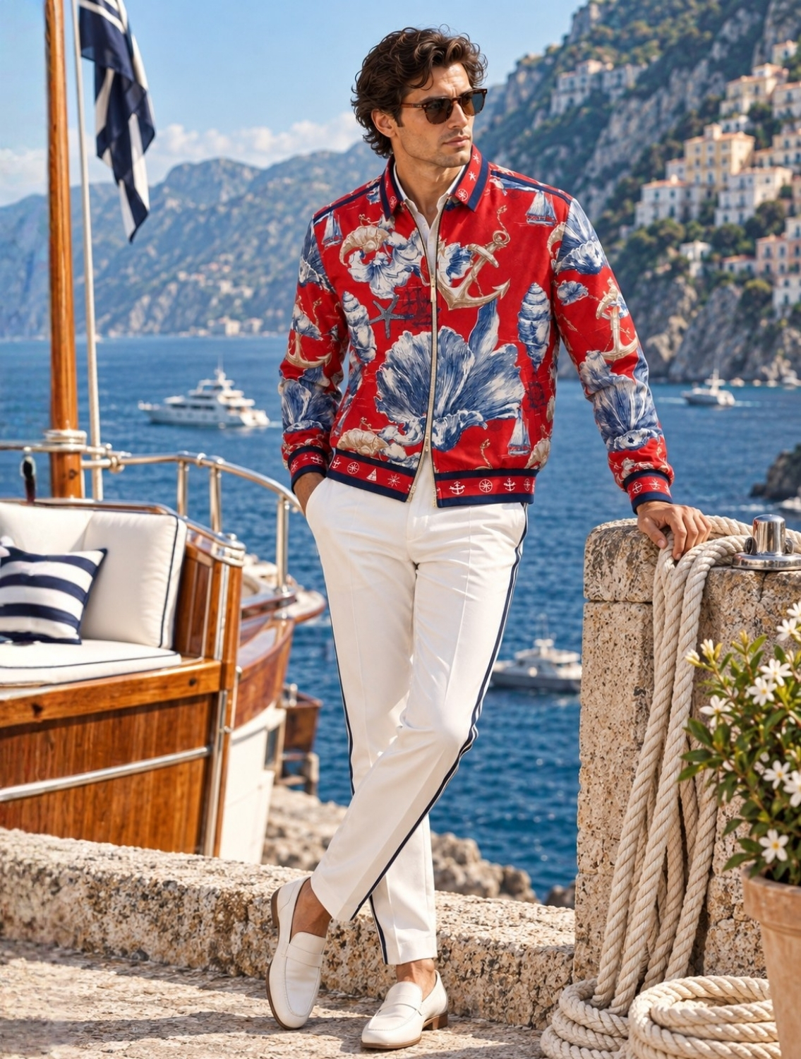 Oceanic Printed Bomber Jacket