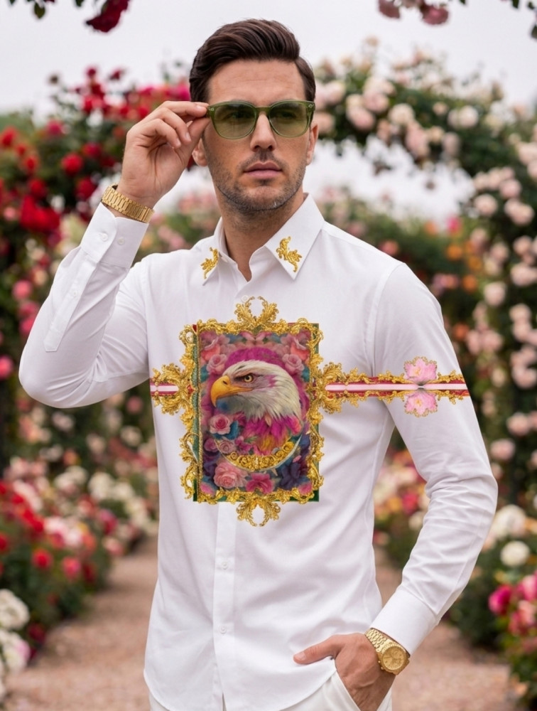 Image of Eagle White Engineered Printed Shirt