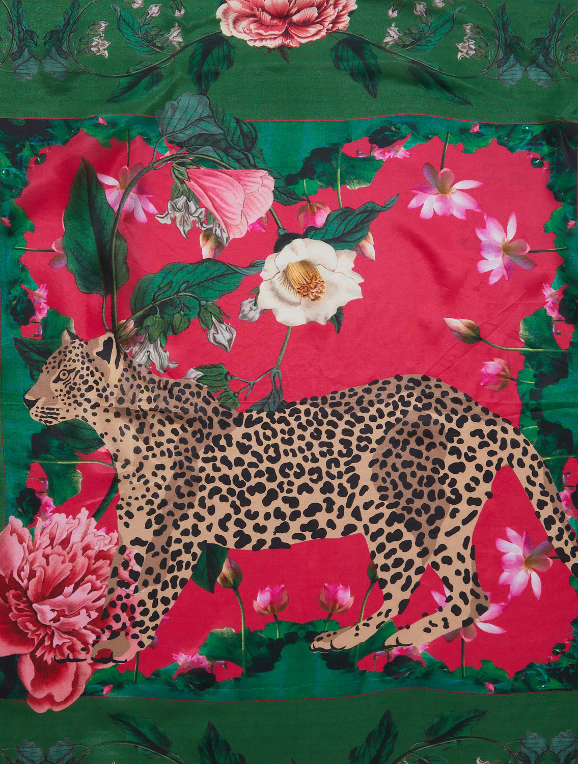 Orange Leopard Silk Scarf