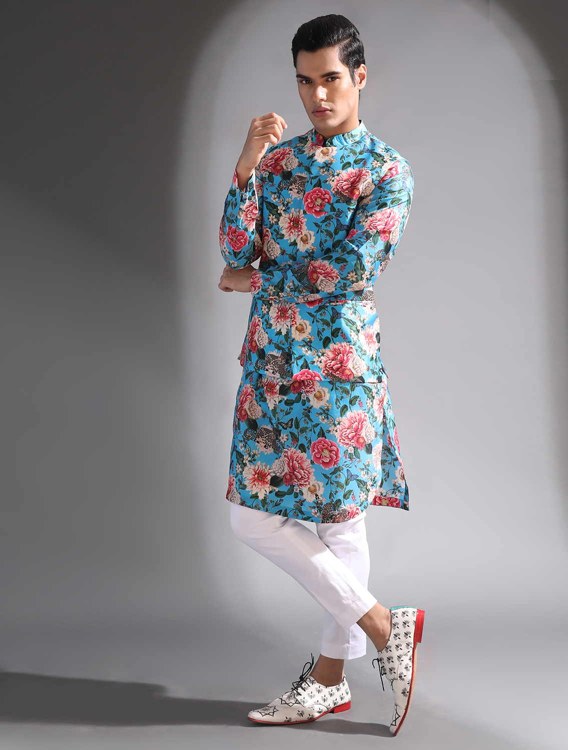 Jhoom Floral Printed Silk Kurta Set