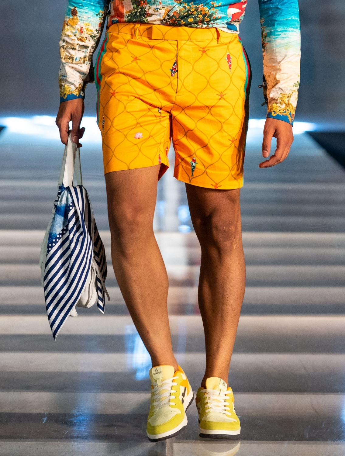 Yellow Aqua Printed Shorts