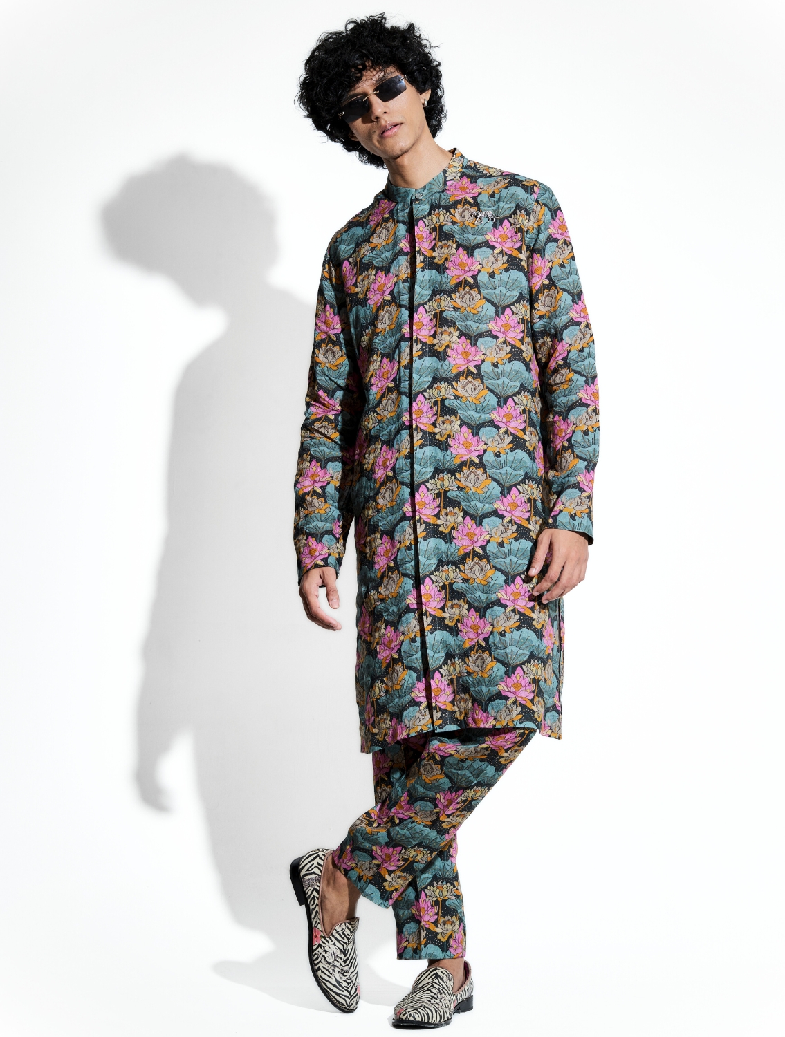 Black Loto Printed Linen Coord Set