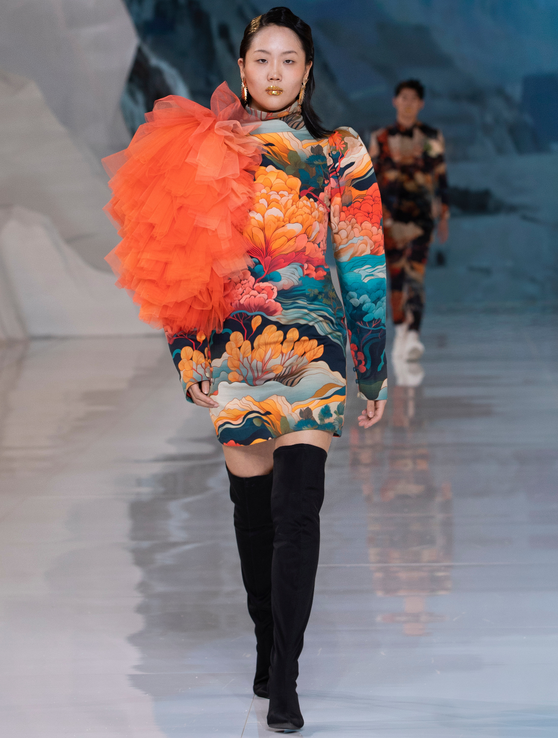 Kashmir Ruffle Printed Dress