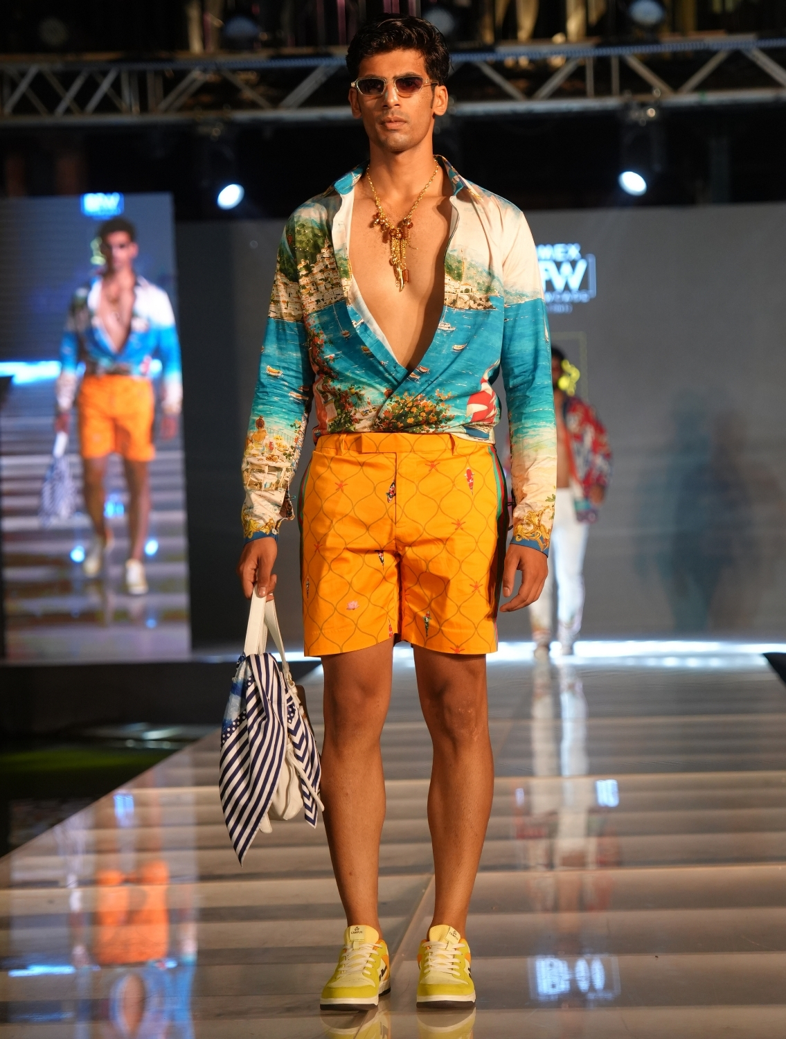 Yellow Aqua Printed Shorts