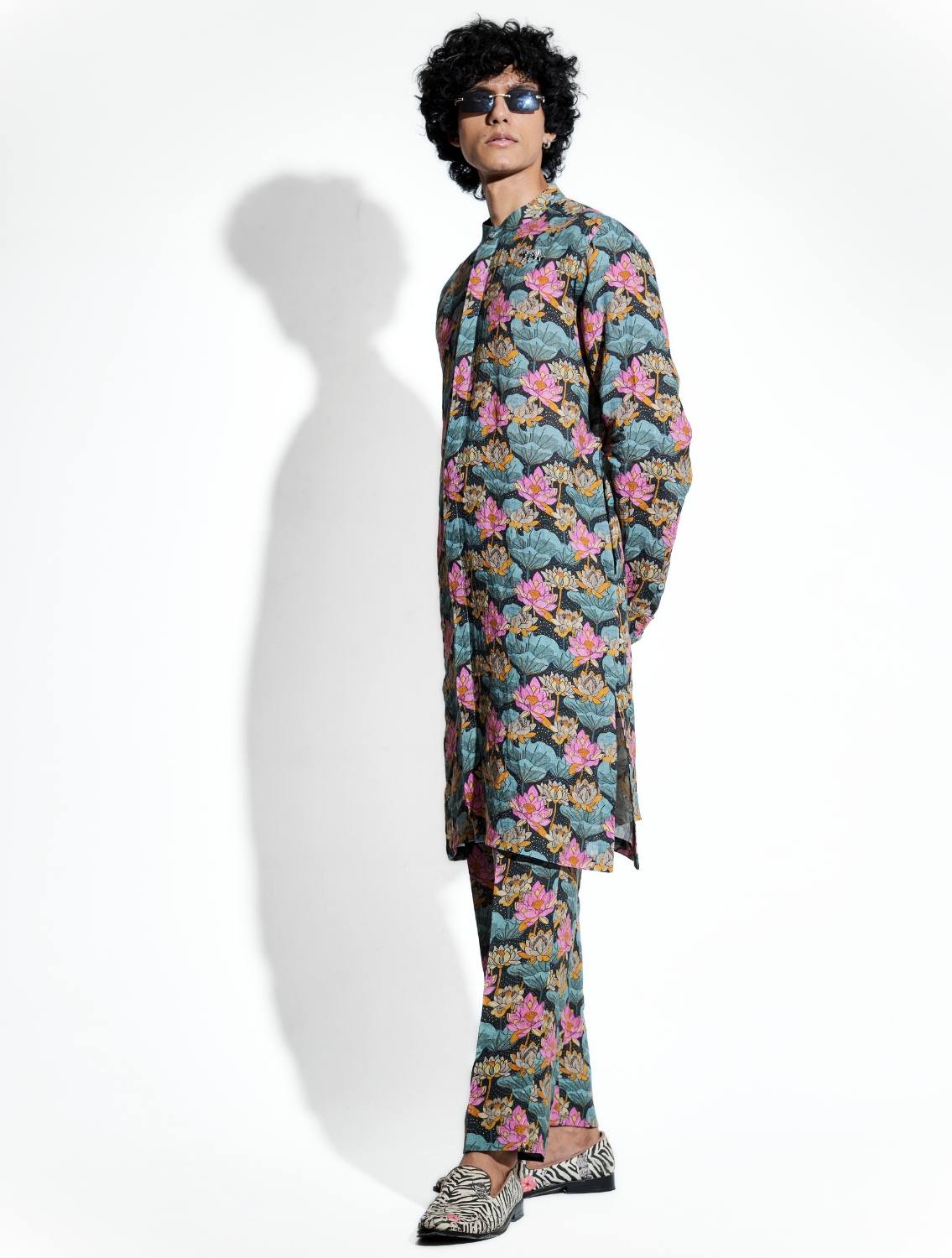 Black Loto Printed Linen Coord Set