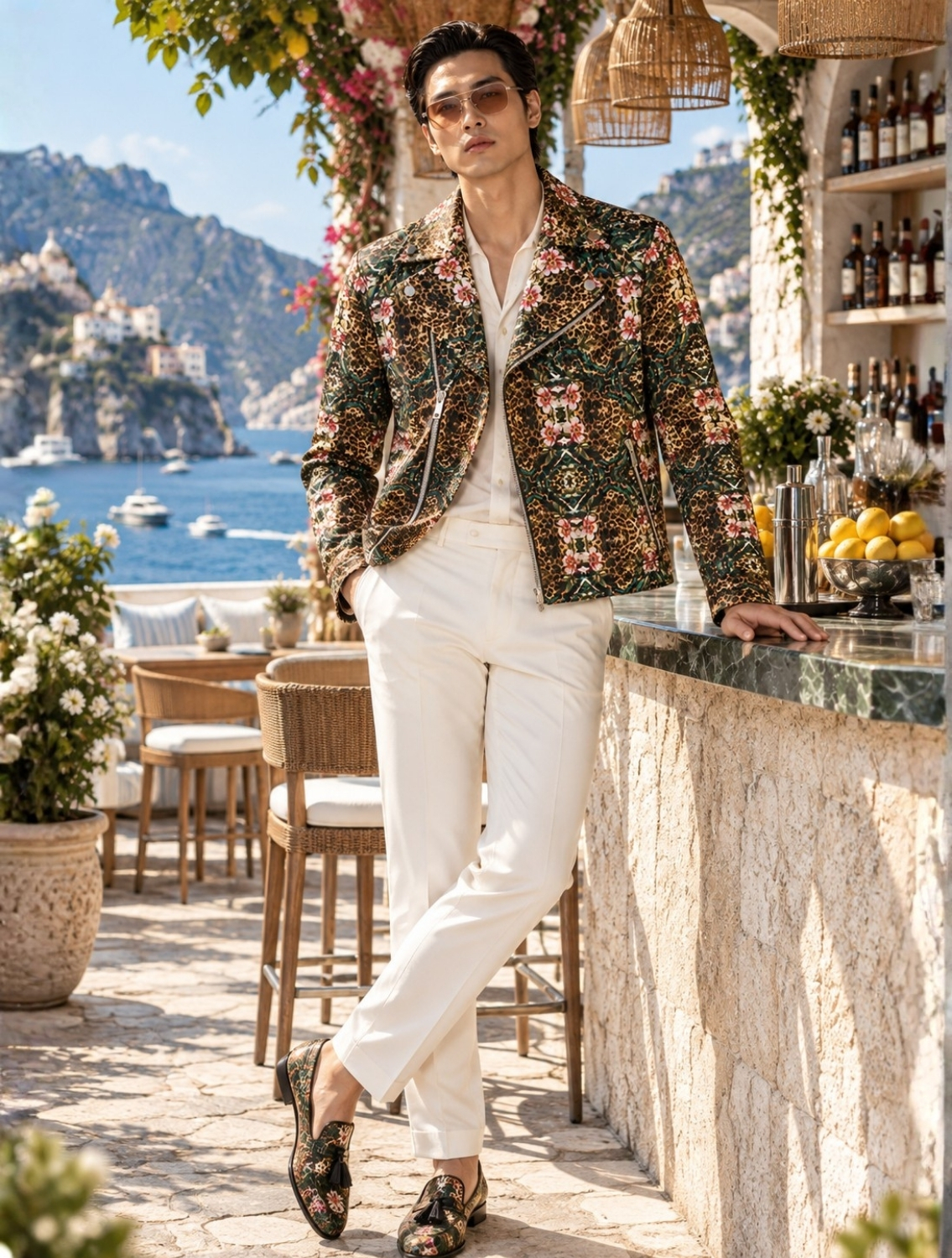 Neoleo Printed Biker Jacket