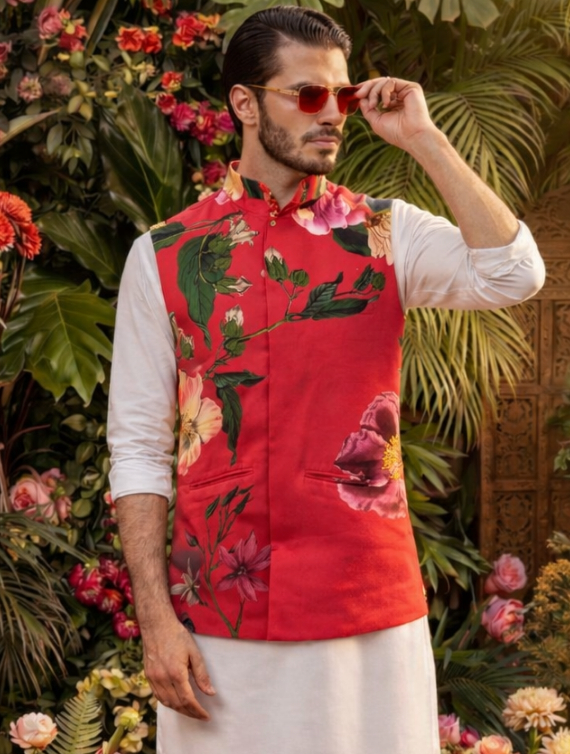 Dali Printed Floral Waistcoat
