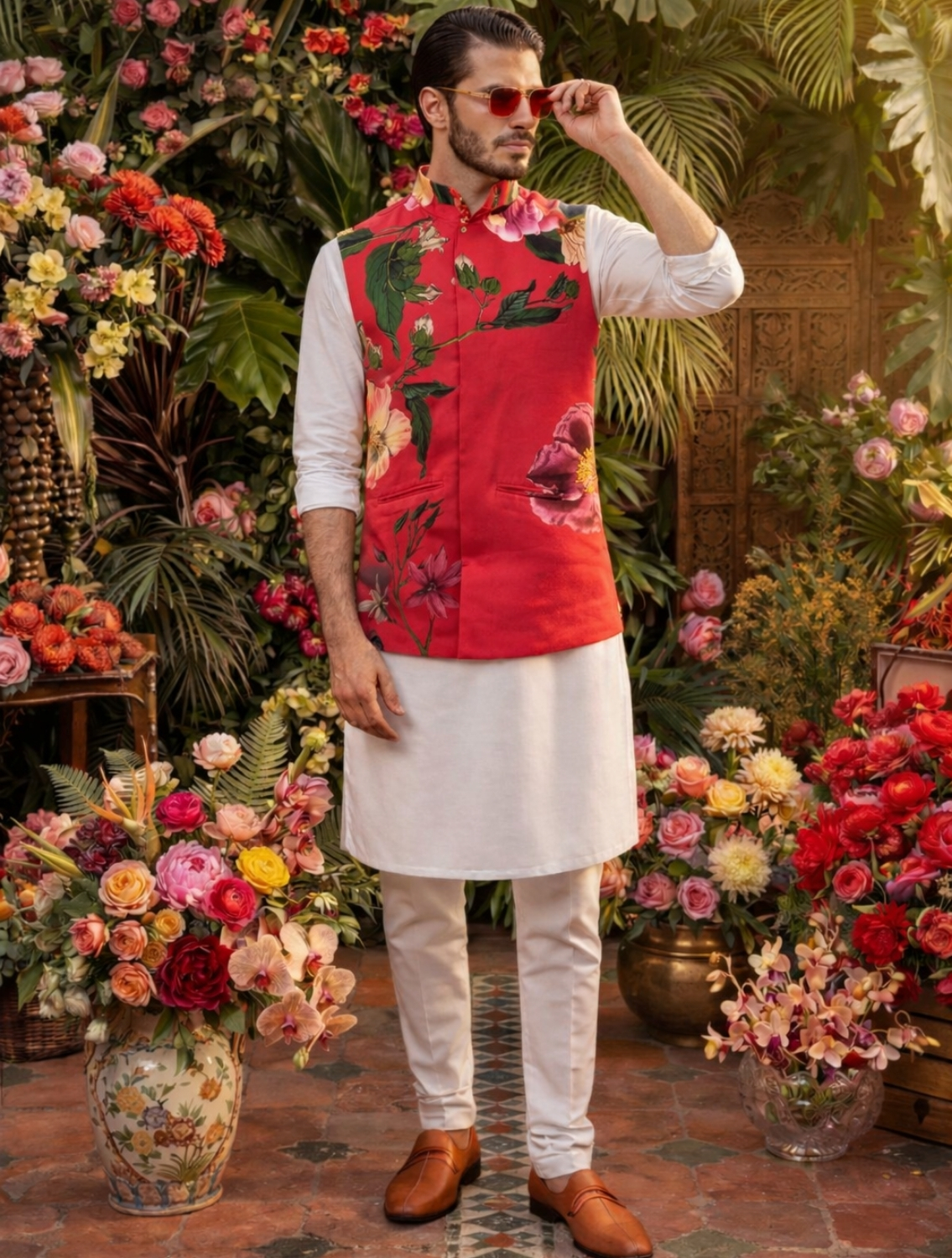 Dali Printed Floral Waistcoat