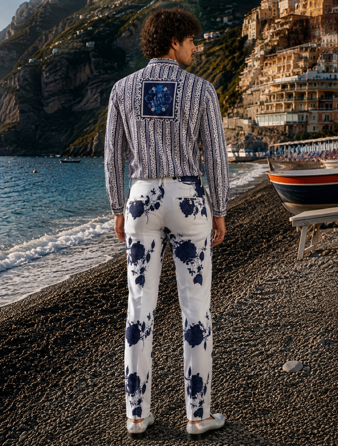 Blue Rose Printed Trousers