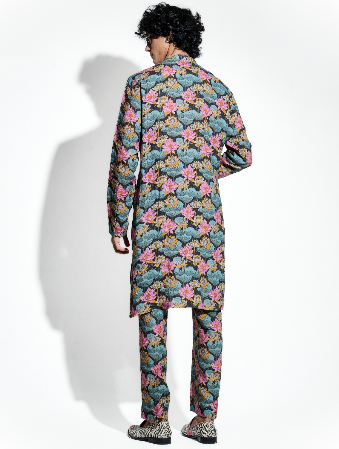 Black Loto Printed Linen Coord Set