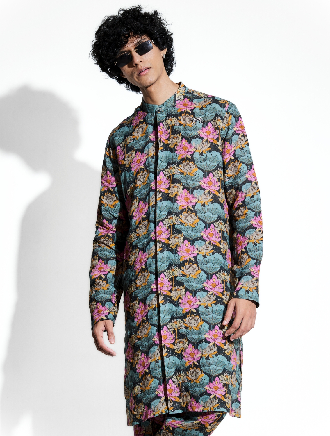 Black Loto Printed Linen Coord Set