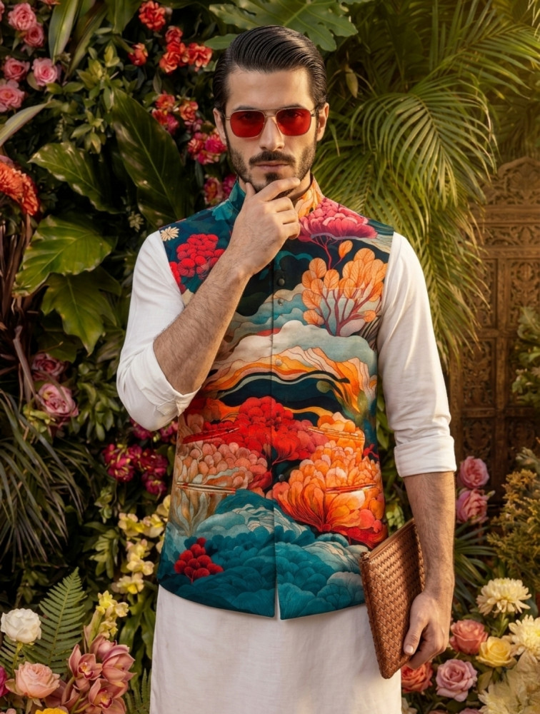 Image of Ladhak Printed Waistcoat