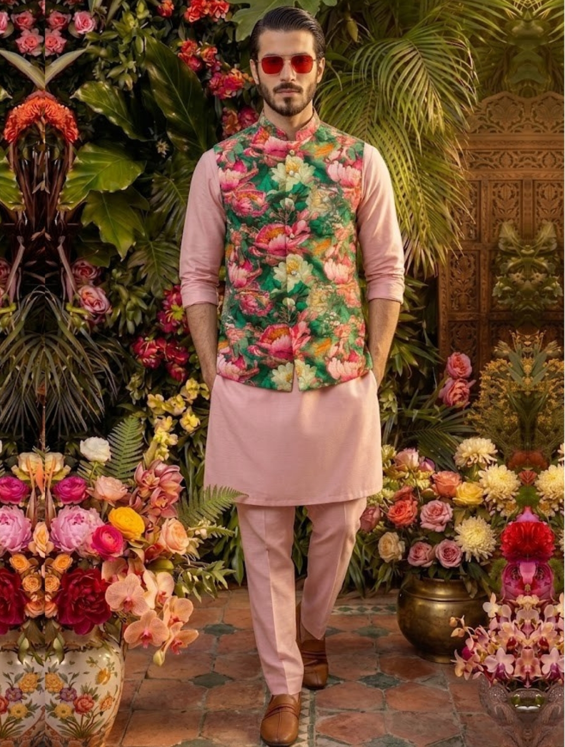 Soham Printed Linen Waistcoat