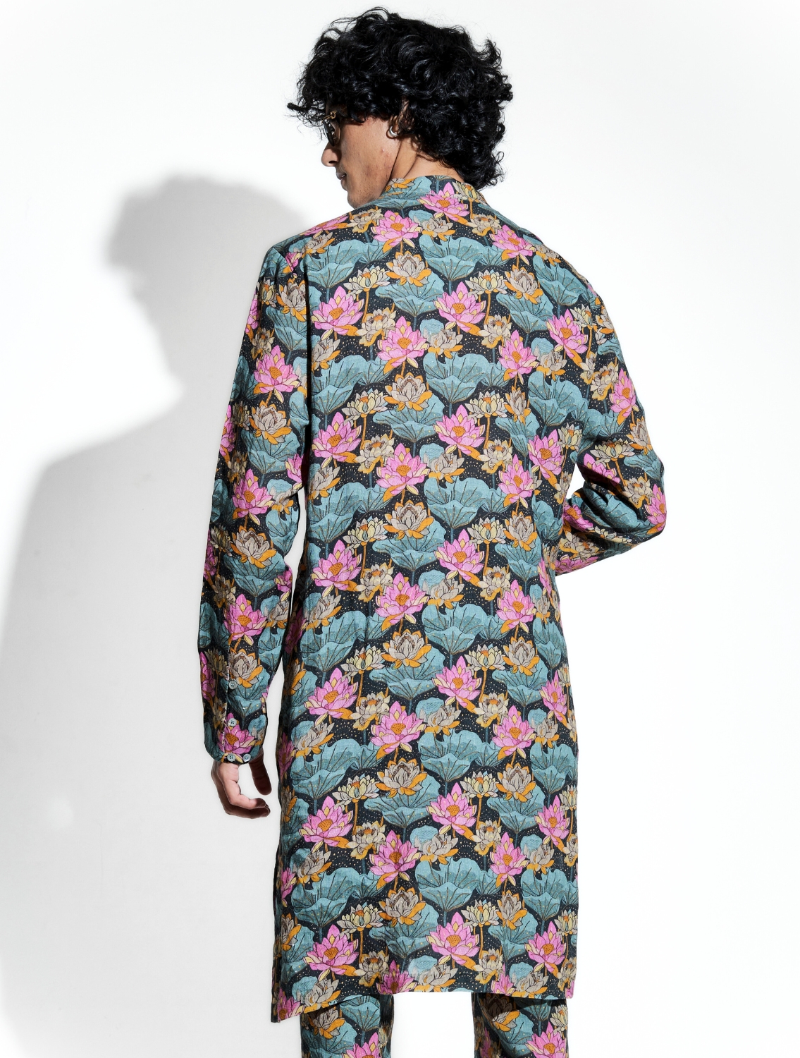 Black Loto Printed Linen Coord Set