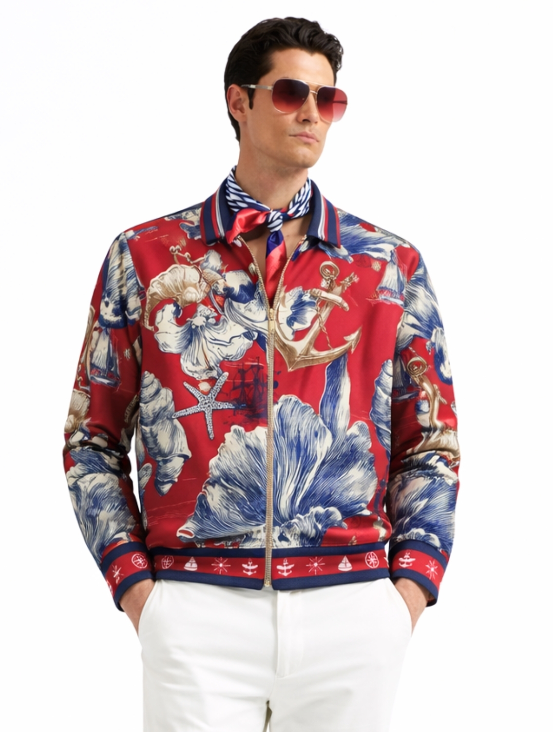 Oceanic Printed Bomber Jacket