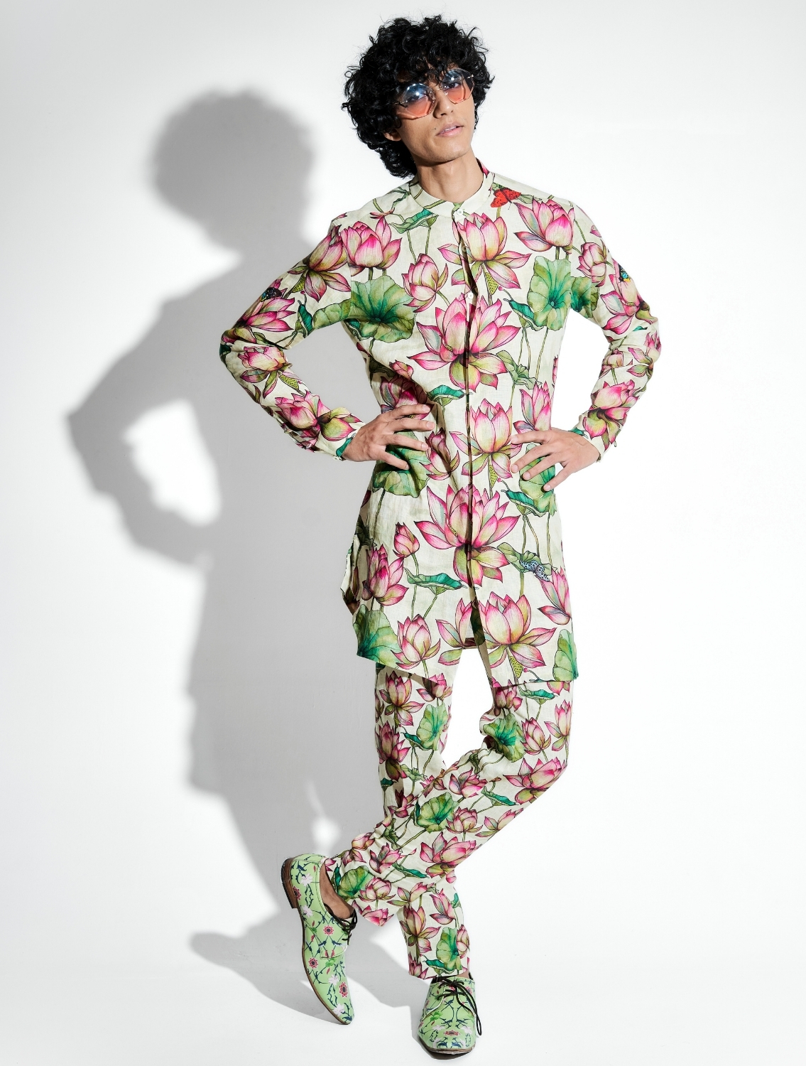 Netra Lotus Printed Linen Coord Set