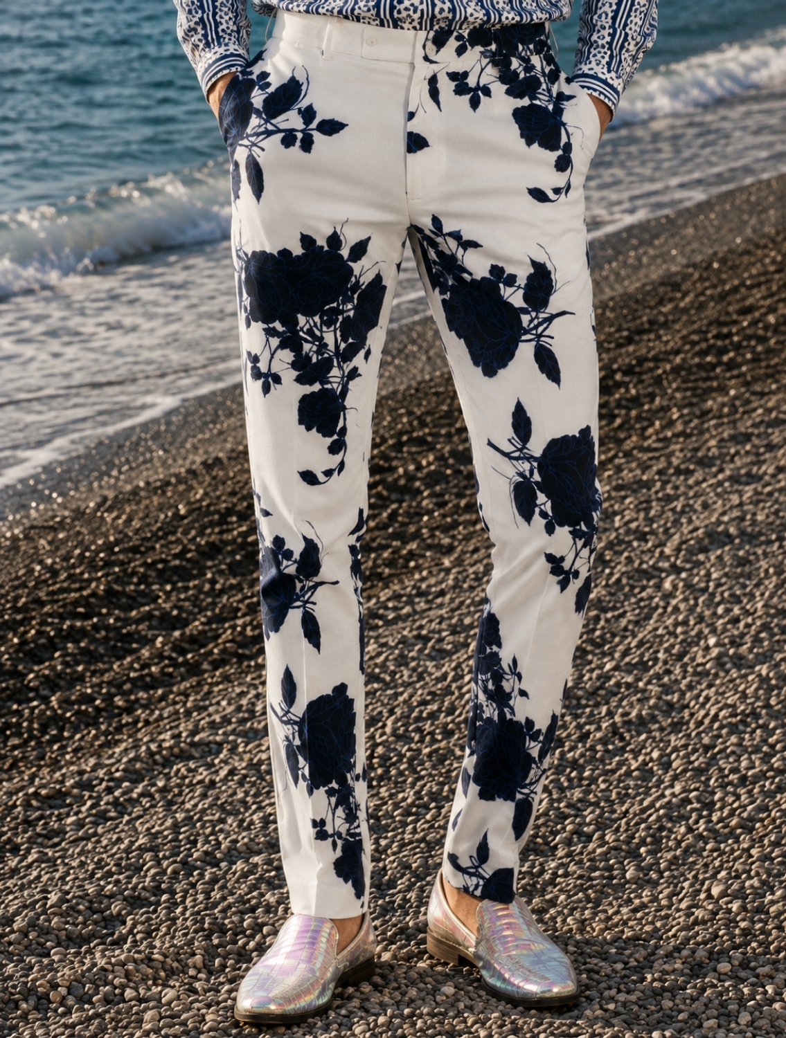 Blue Rose Printed Trousers