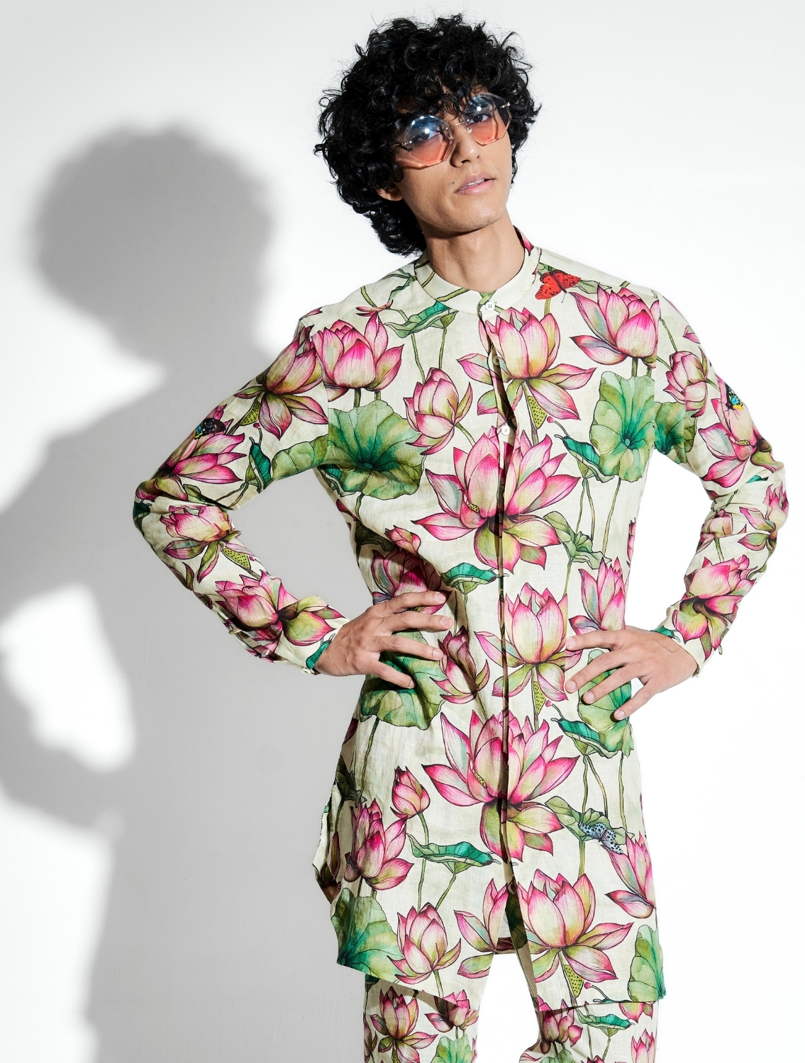 Netra Lotus Printed Linen Shirt