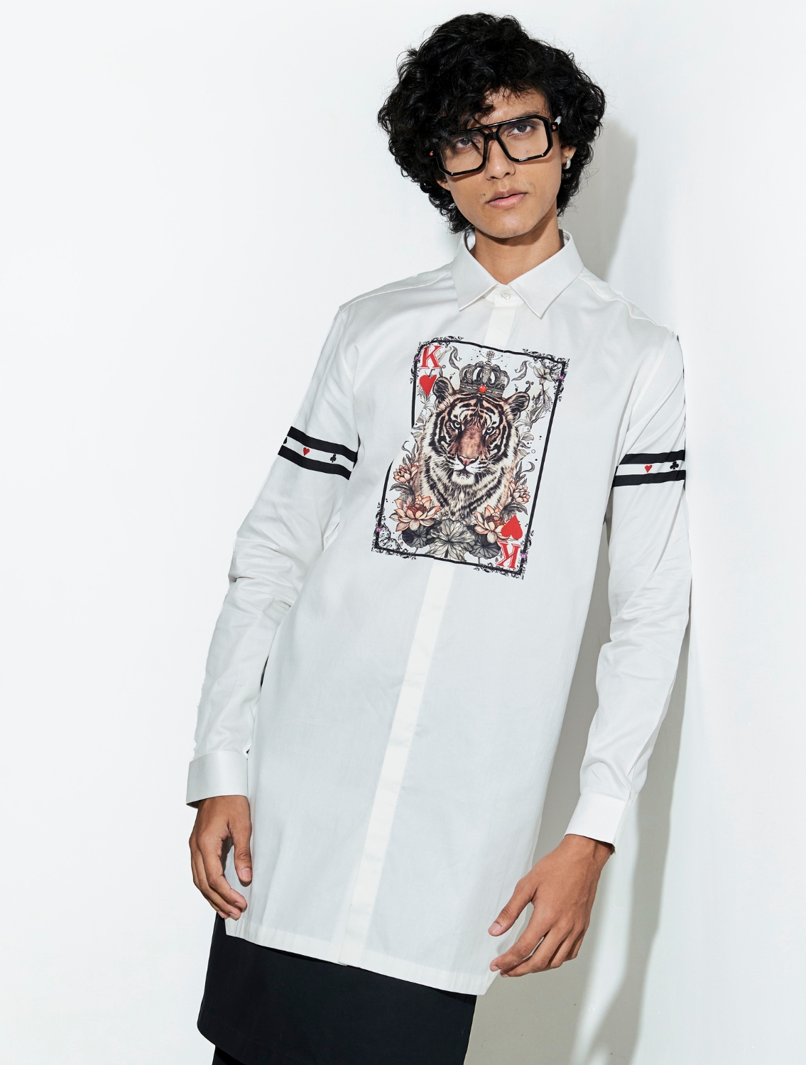 White Tiger Taash Printed Shirt