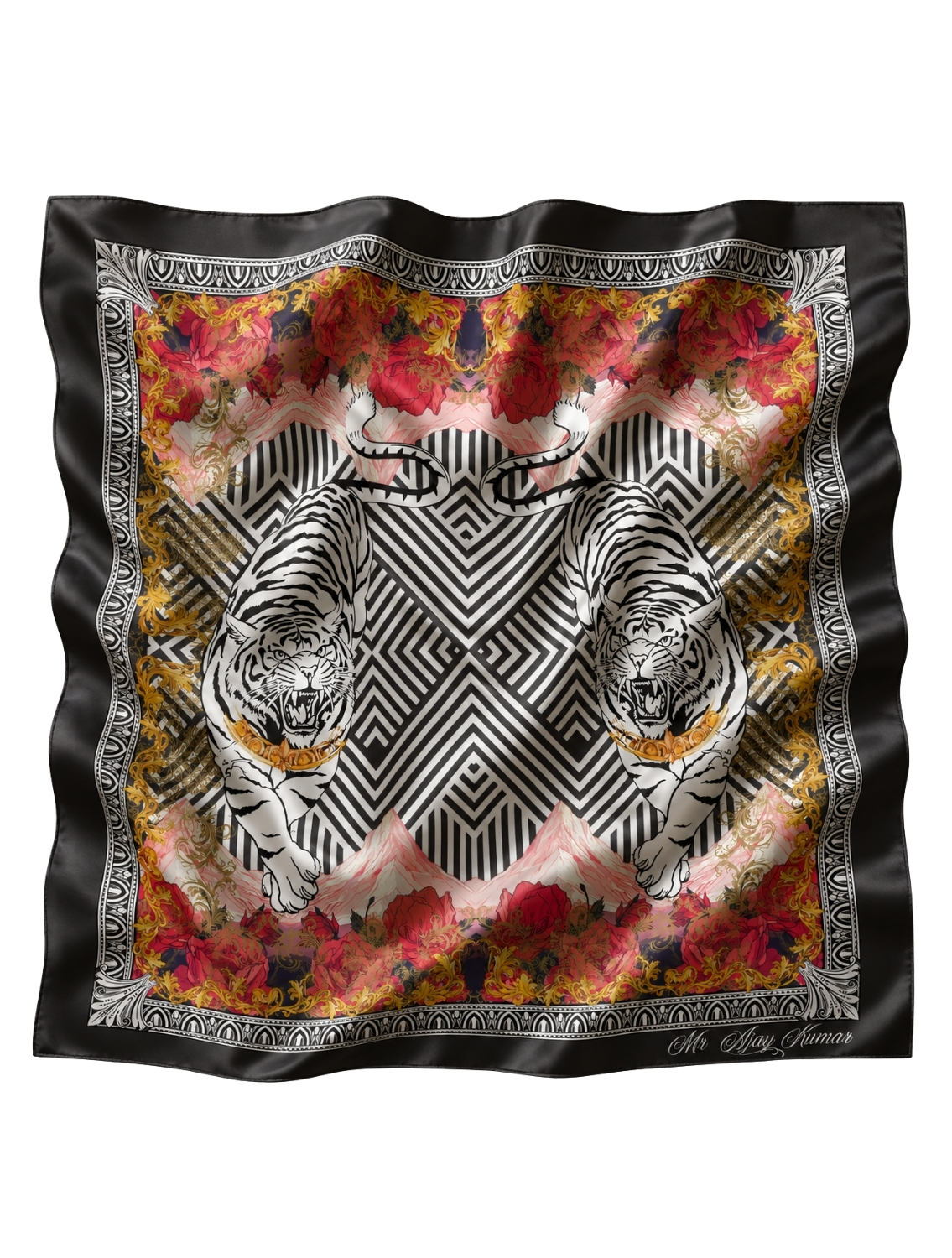 Black Dual Tiger Scarf