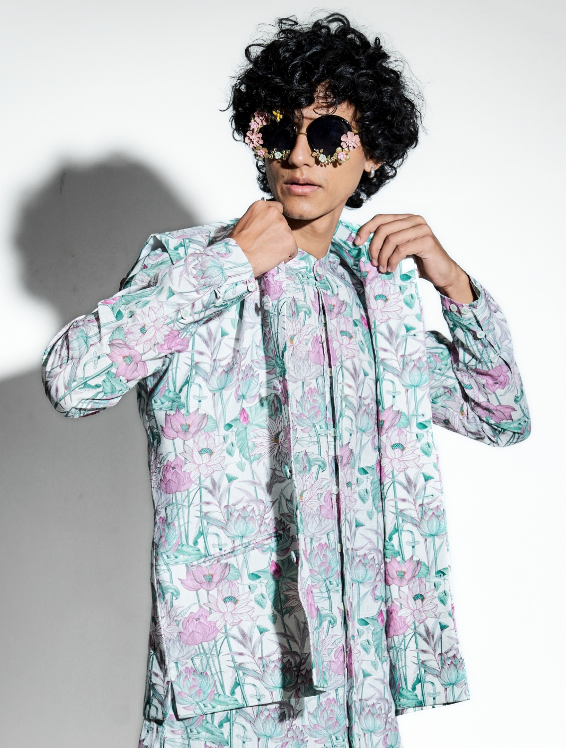 Keshava Lotus Printed Linen Bundi