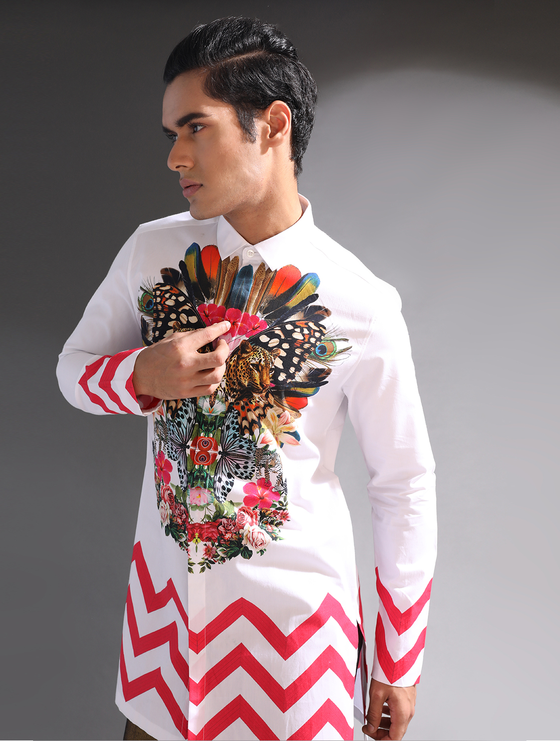 Wakka White Printed Long Shirt