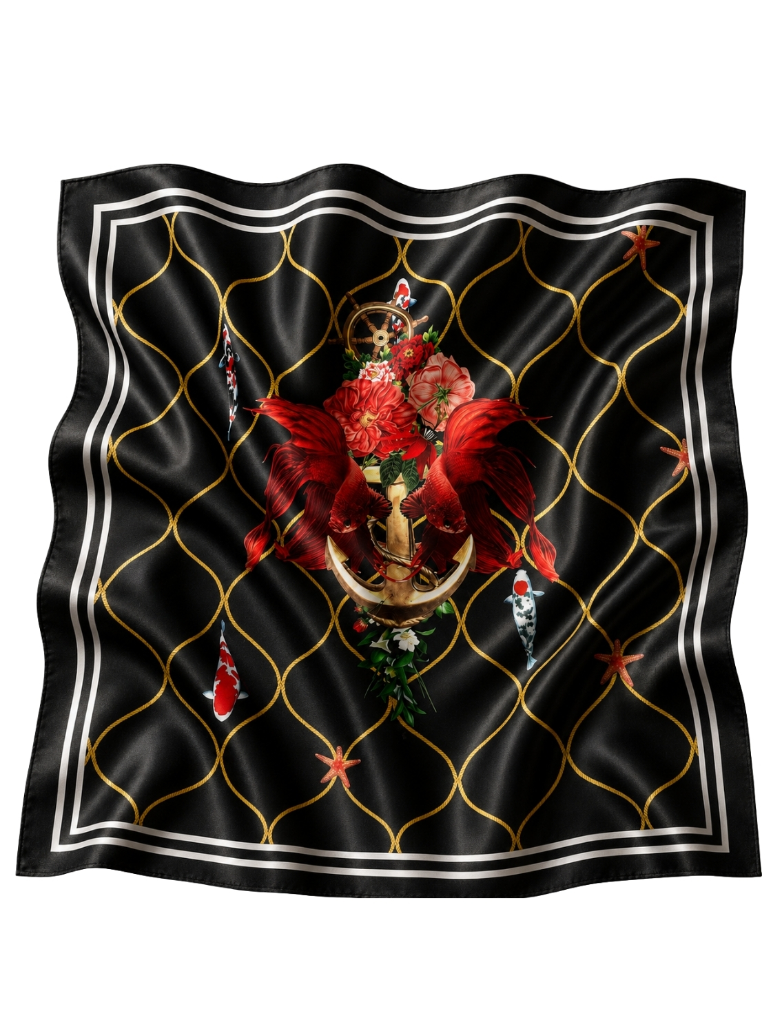 Black Anchor Printed Scarf