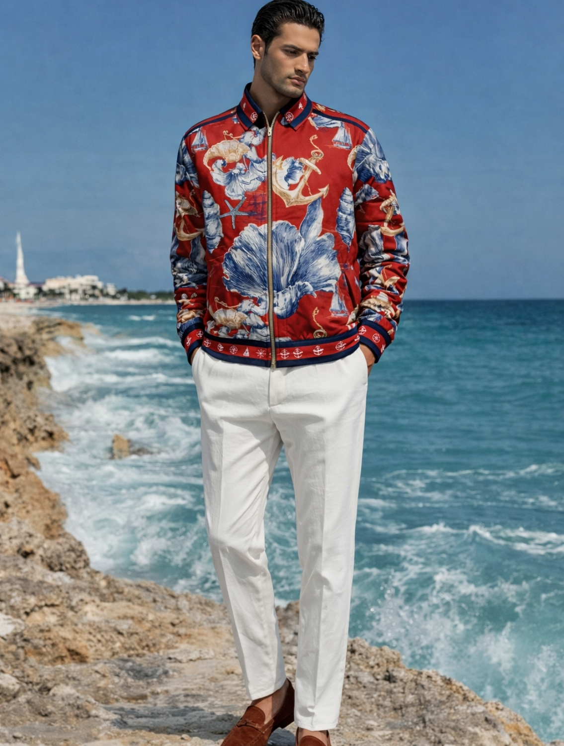 Oceanic Printed Bomber Jacket
