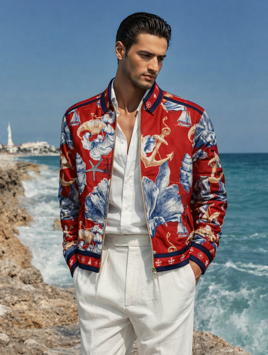 Oceanic Printed Bomber Jacket