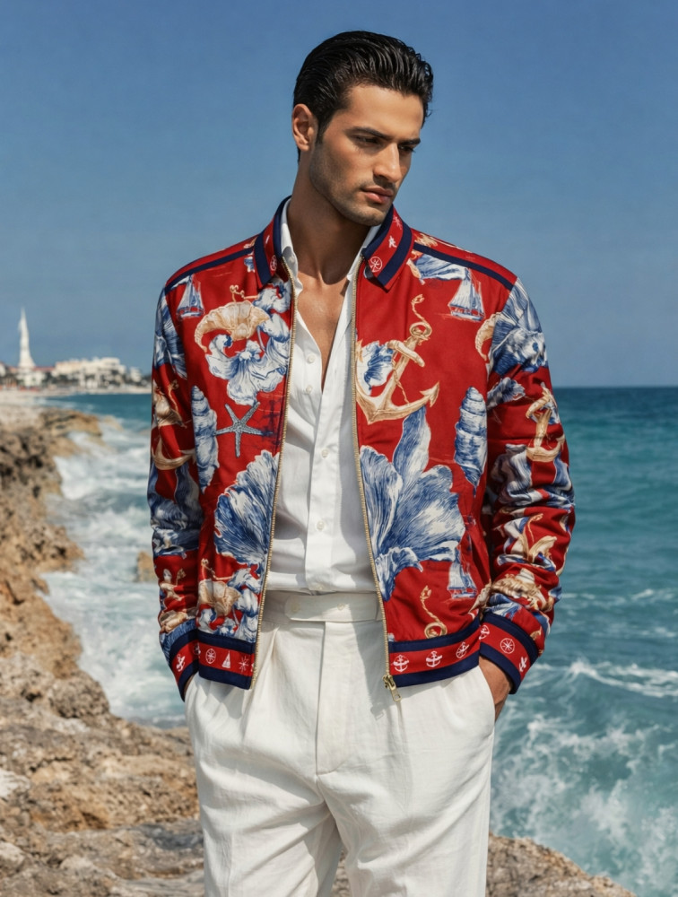 Image of Oceanic Printed Bomber Jacket