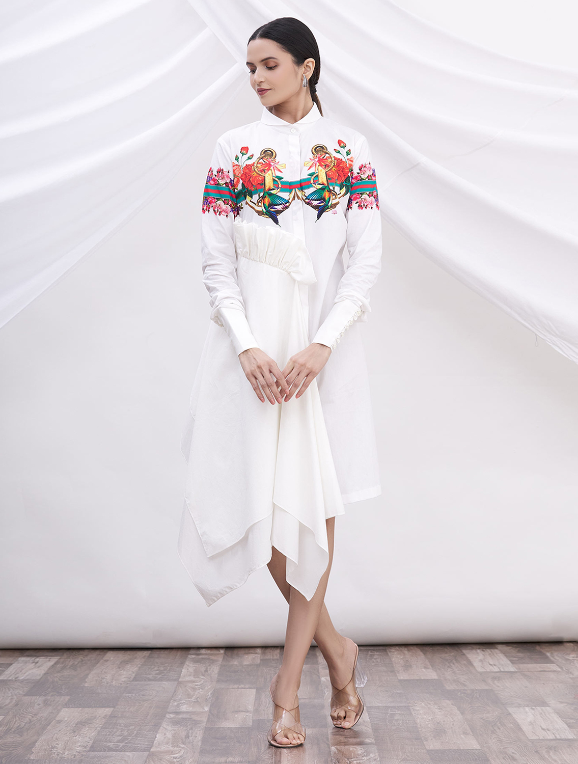 Dashley White Signature Printed Shirt Dress