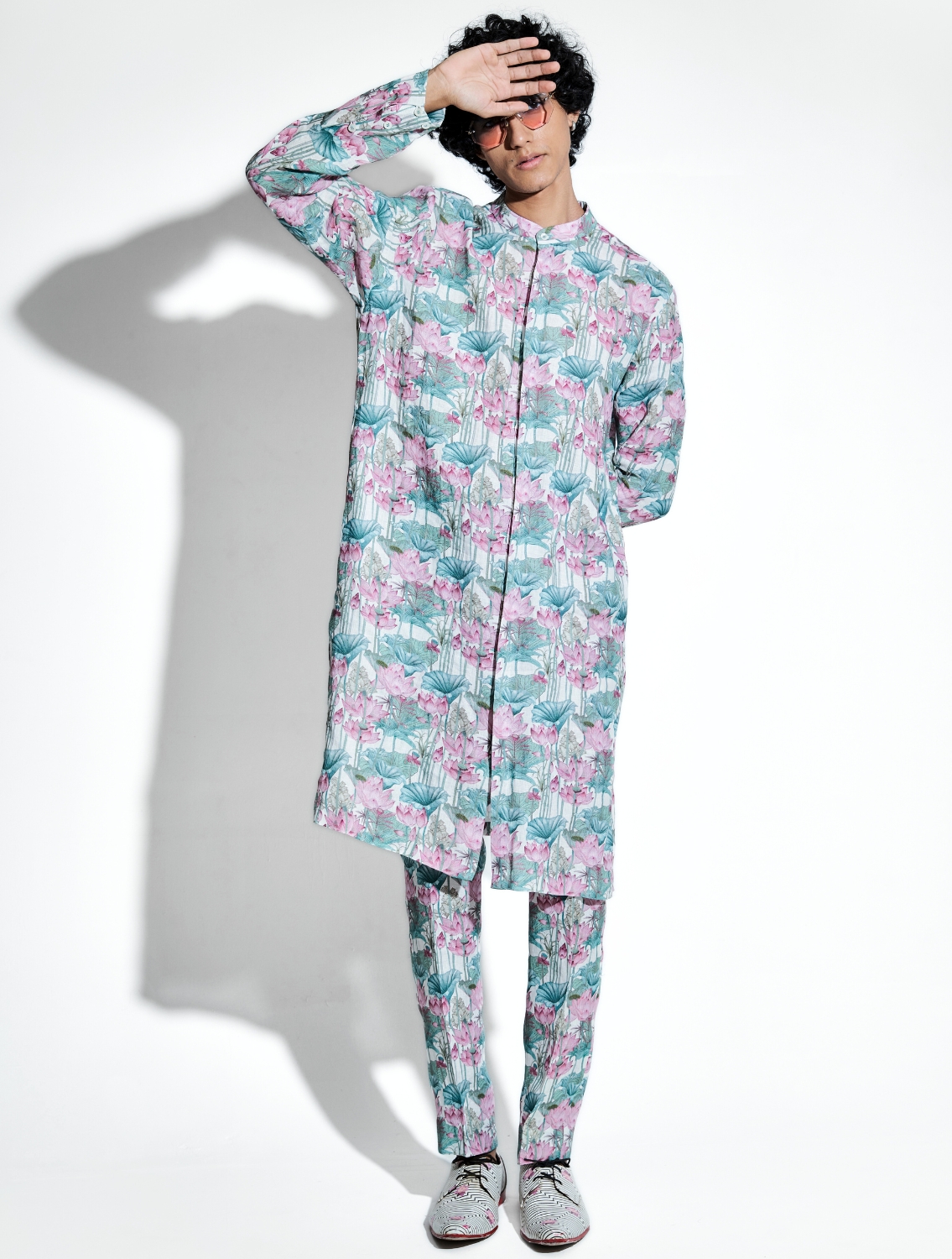 Gautama Lotus Printed Linen Coord Set