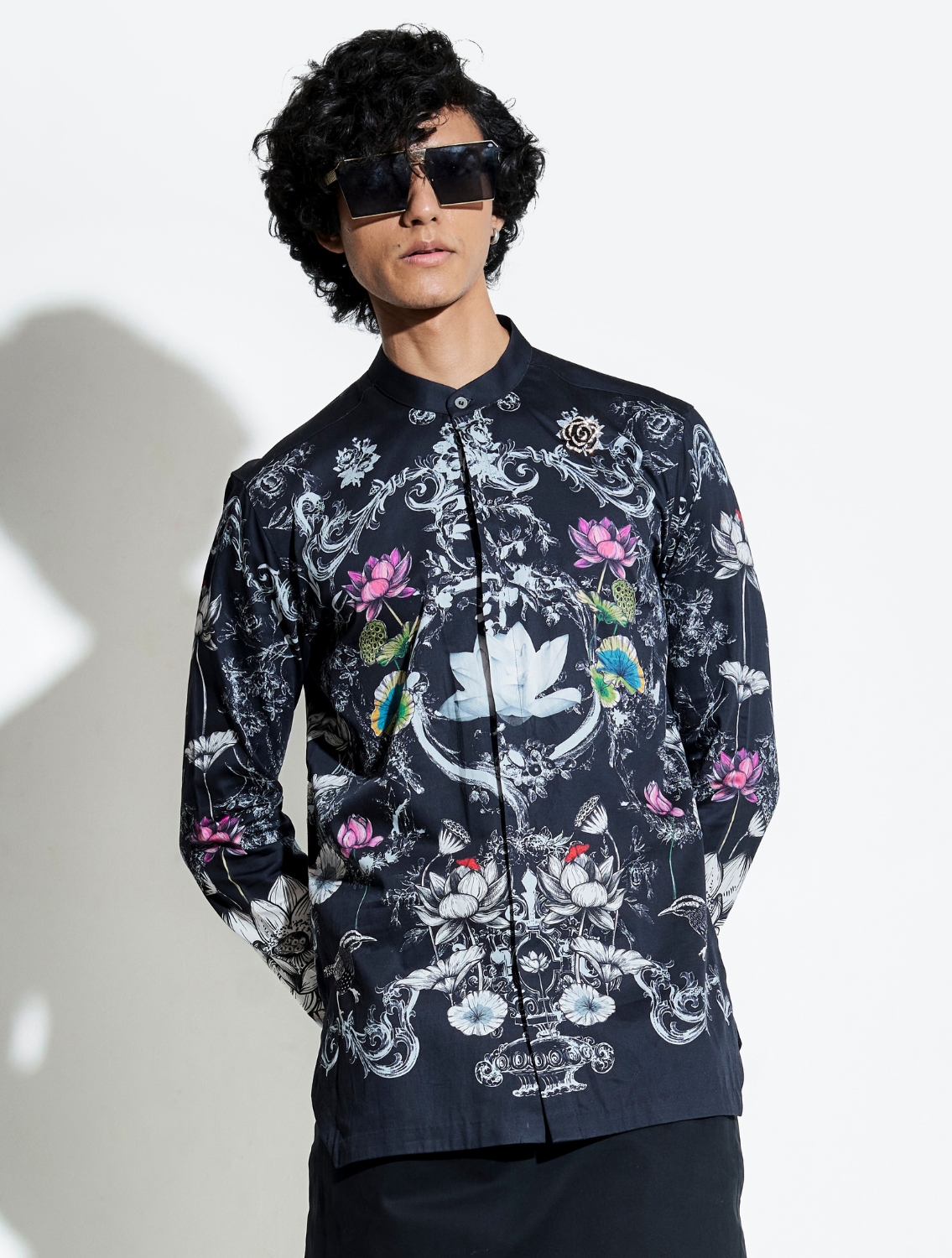Black Bloom Engineered Printed Shirt