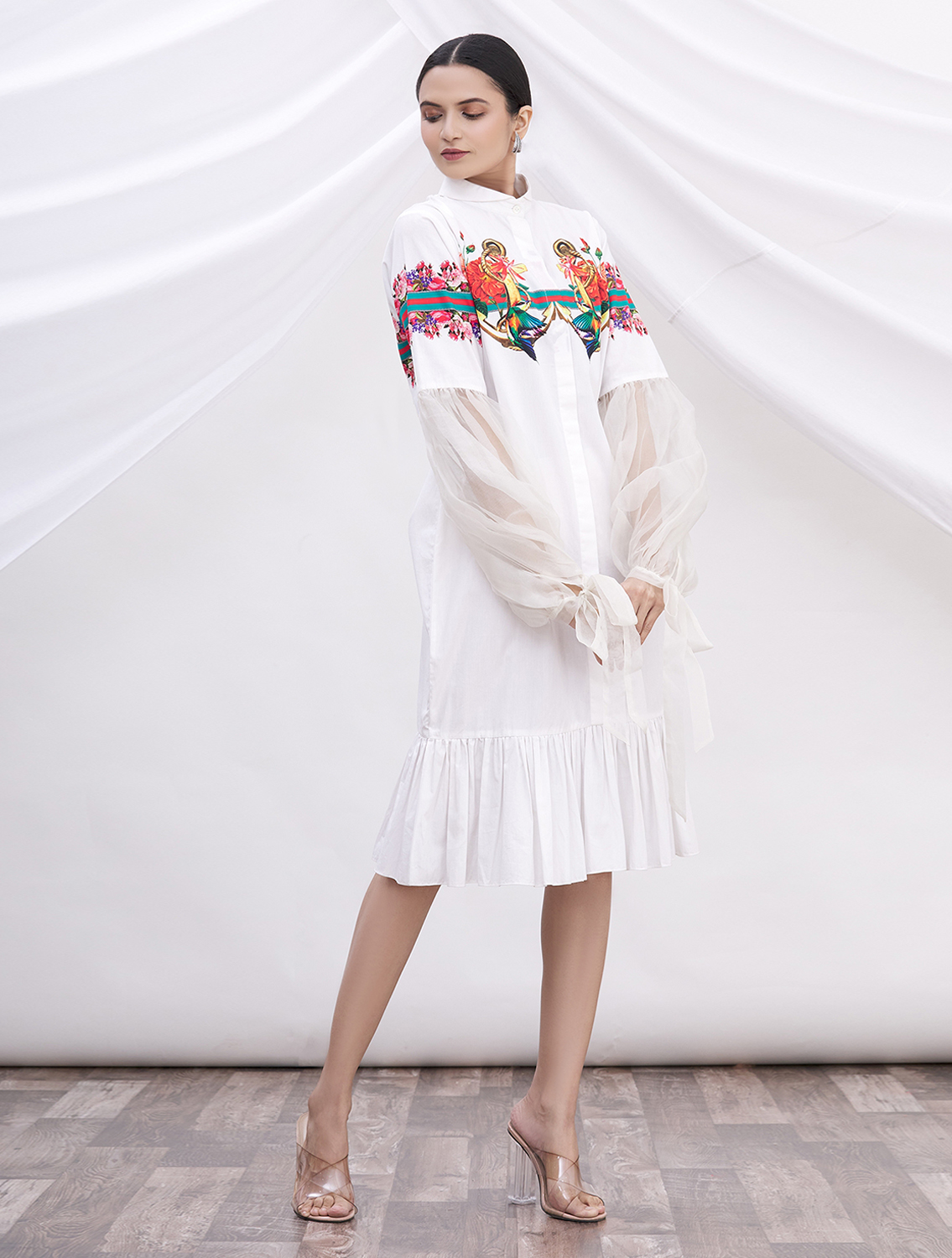 Sitara White Signature Printed Shirt Dress