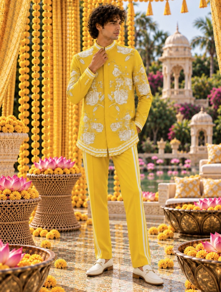 Image of Bharat Yellow Printed Coord Set
