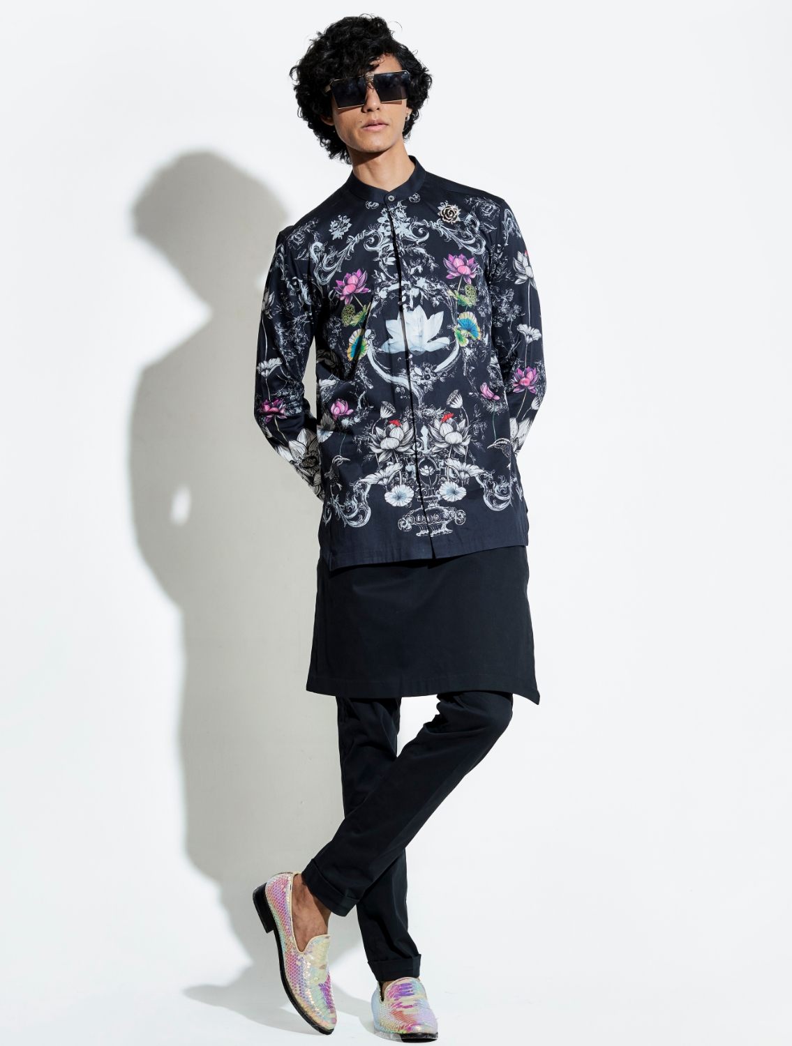 Black Bloom Engineered Printed Shirt