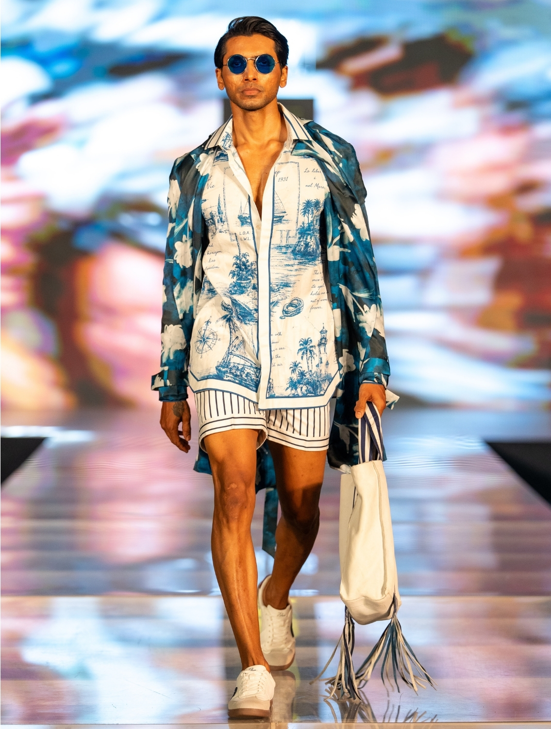Blue Striper Printed Shorts