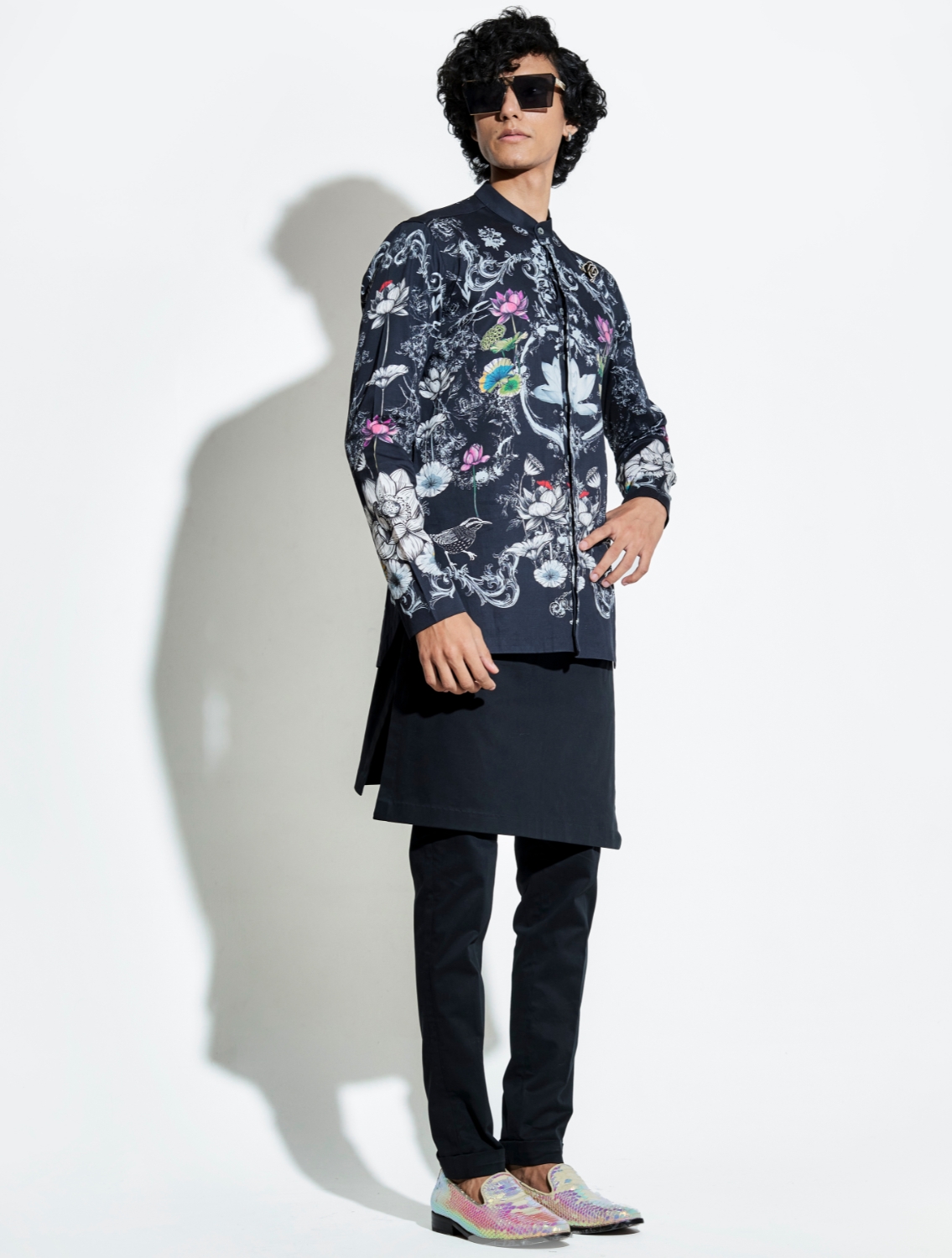 Black Bloom Engineered Printed Shirt