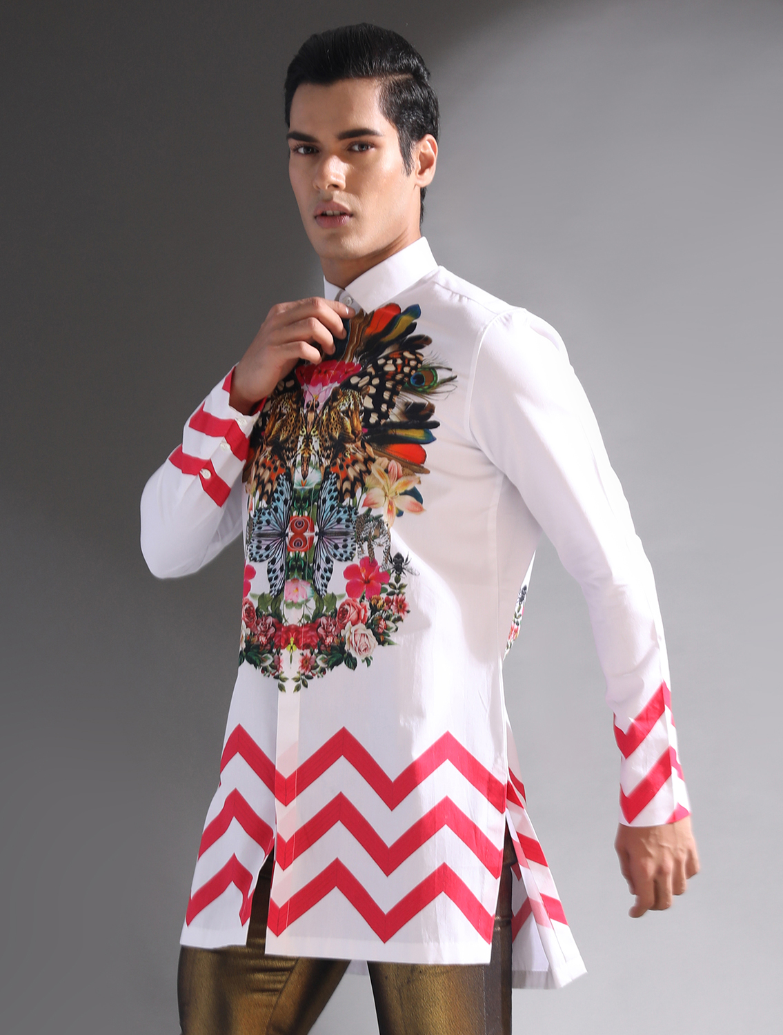 Wakka White Printed Long Shirt