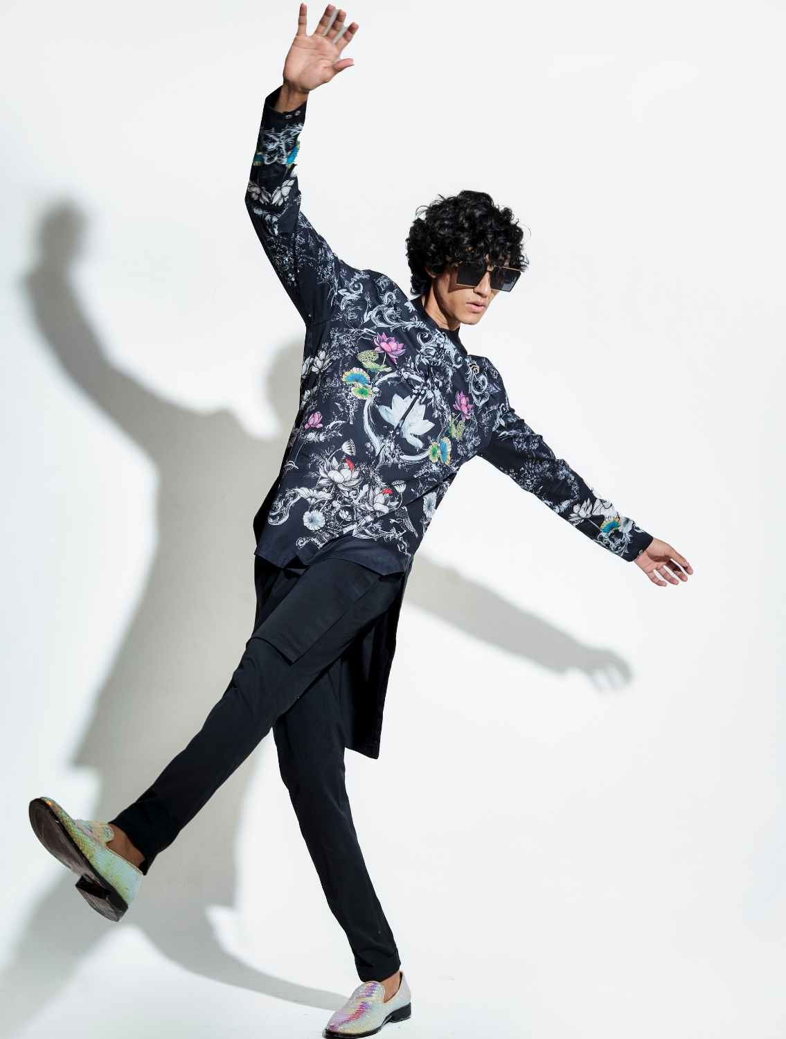 Black Bloom Engineered Printed Shirt