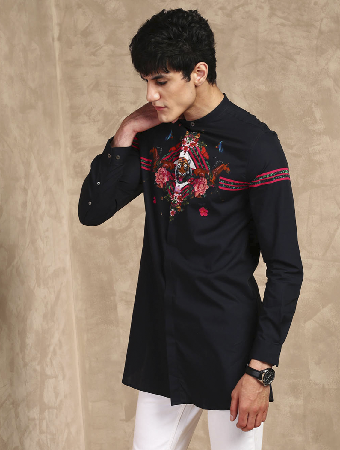 Black Tiger Signature Print Shirt