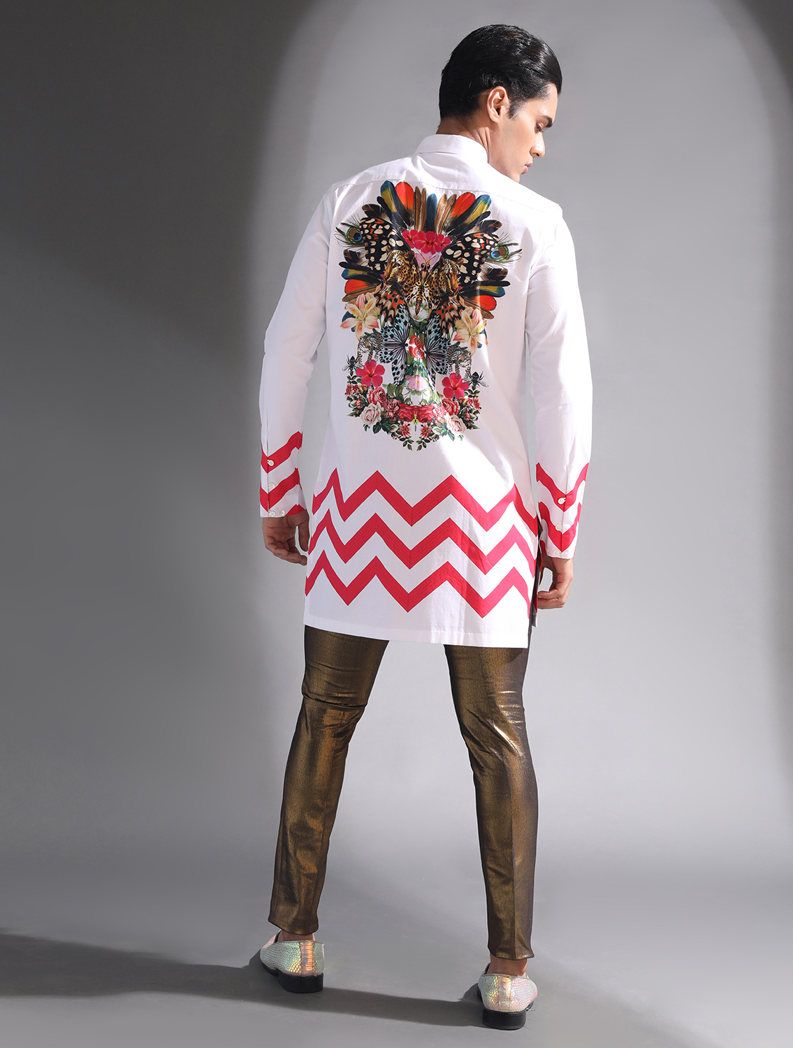 Wakka White Printed Long Shirt